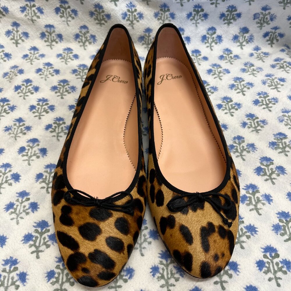NIB J.Crew leopard print calf hair ballet flats - Picture 13 of 16